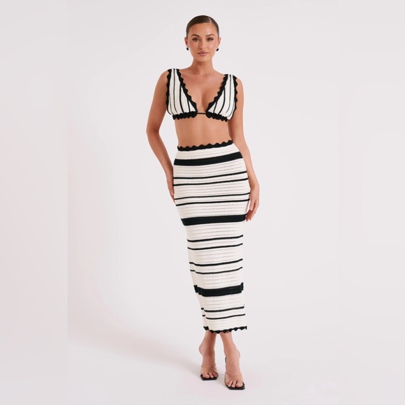 Meshki Crochet Two-Piece Set - Black & White Striped - Picture 4 of 7